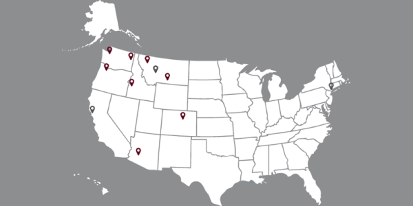 Map of the United States and where all the Alumni Chapters are located